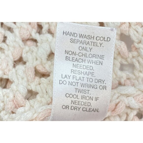 J JILL Women Crochet Pullover Sweater 3/4 Sleeve V Neck Sz L Light Pink Casual - Picture 13 of 13